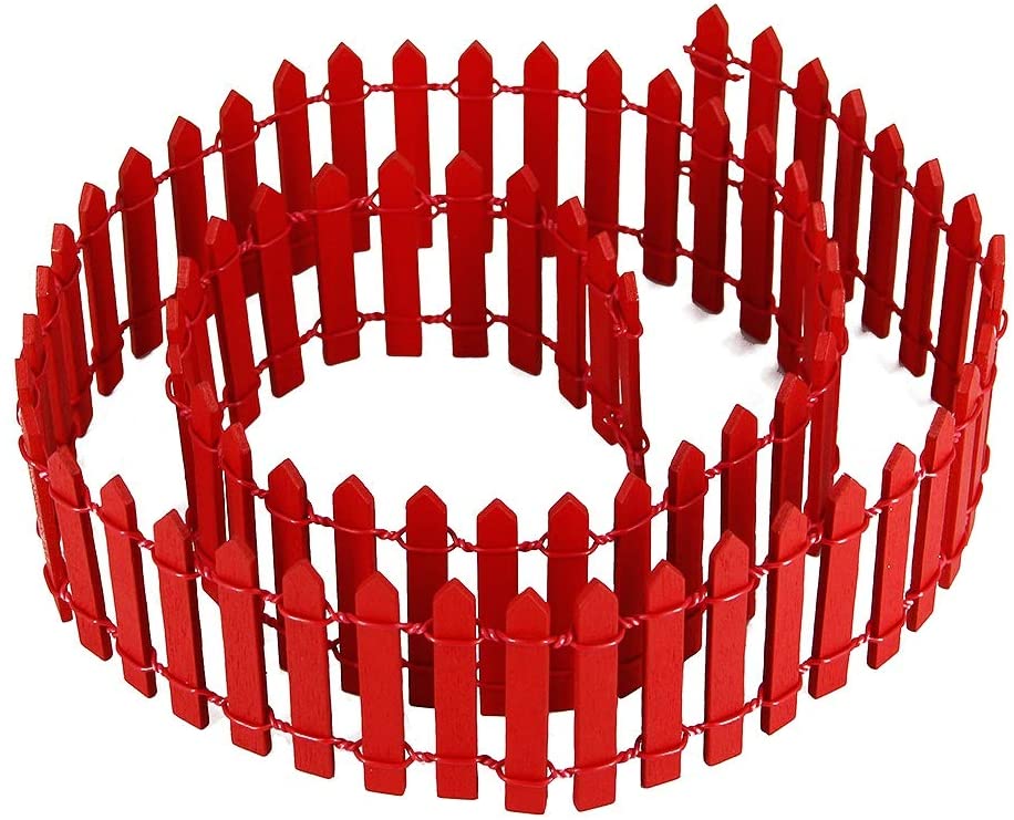 Prsildan Miniature Fairy Fence, Wood Ornament Mini Fence with Dollhouse Scene Props 40 Inches